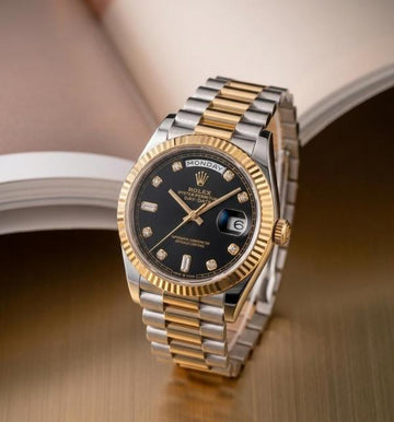 Role_x Oyster Perpetual Day Date Diamond 2Ton-Gold-Black 40 Battery