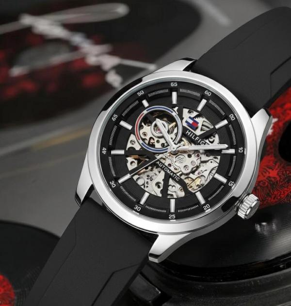 Tommy_hilfiger Automatic Silicon Black-Silver