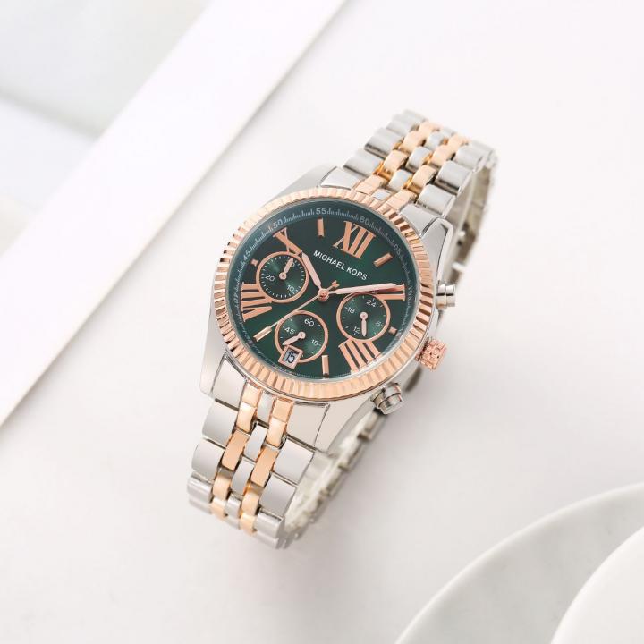 Michael_Kors Lexington Chronograph 2Ton-Copper-Green
