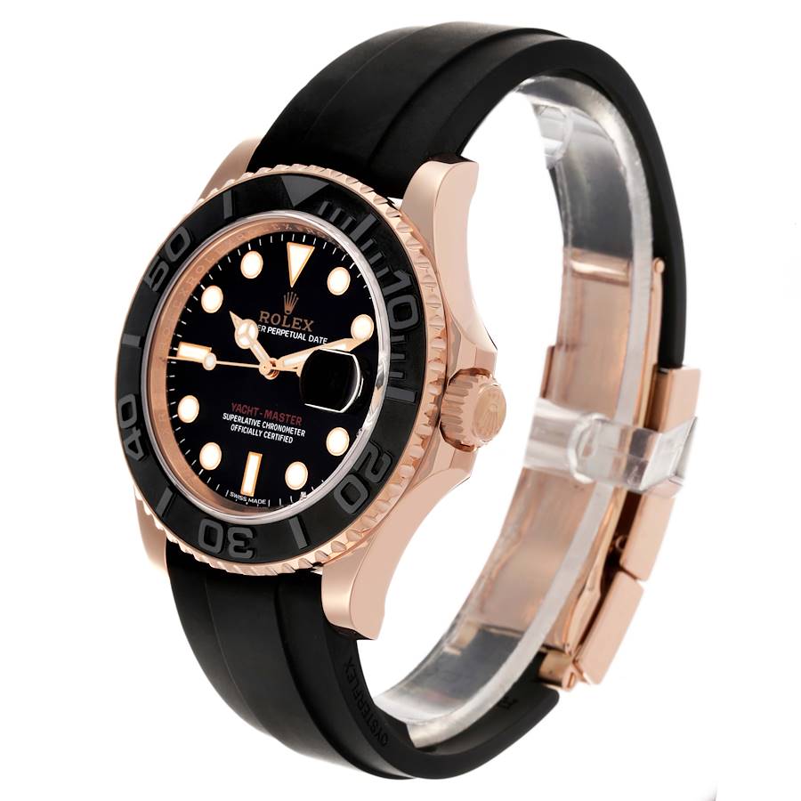 Role_x Yatch Master Rose Gold Oysterflex Black Mint Mens Watch Luxury Edition Premium Quality Luxurystuffs.in
