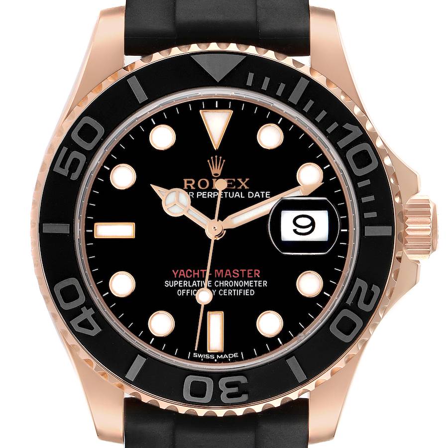 Role_x Yatch Master Rose Gold Oysterflex Black Mint Mens Watch Luxury Edition Premium Quality Luxurystuffs.in