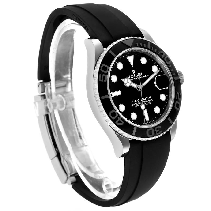 Role_x Yatch Master White Gold/Silver Oysterflex Black Mint Mens Watch Luxury Edition Premium Quality Luxurystuffs.in