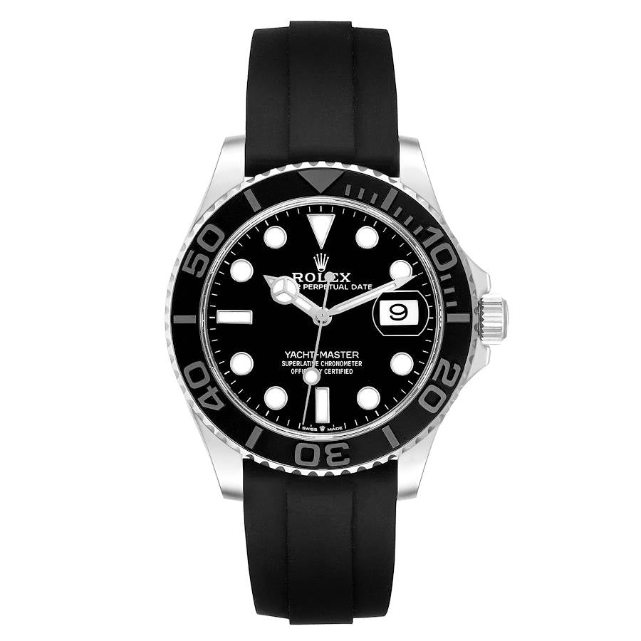 Role_x Yatch Master White Gold/Silver Oysterflex Black Mint Mens Watch Luxury Edition Premium Quality Luxurystuffs.in