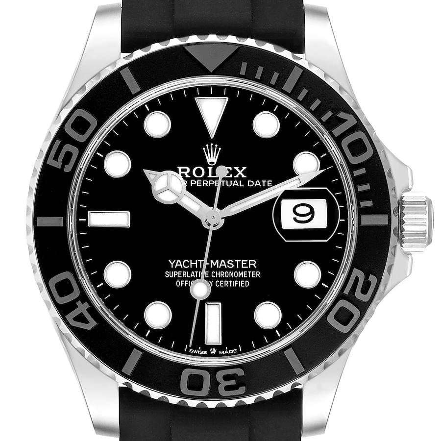 Role_x Yatch Master White Gold/Silver Oysterflex Black Mint Mens Watch Luxury Edition Premium Quality Luxurystuffs.in